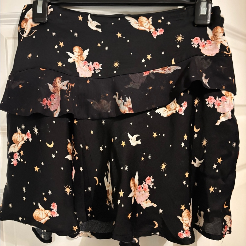 Black Skirt with Cherub and Star Design